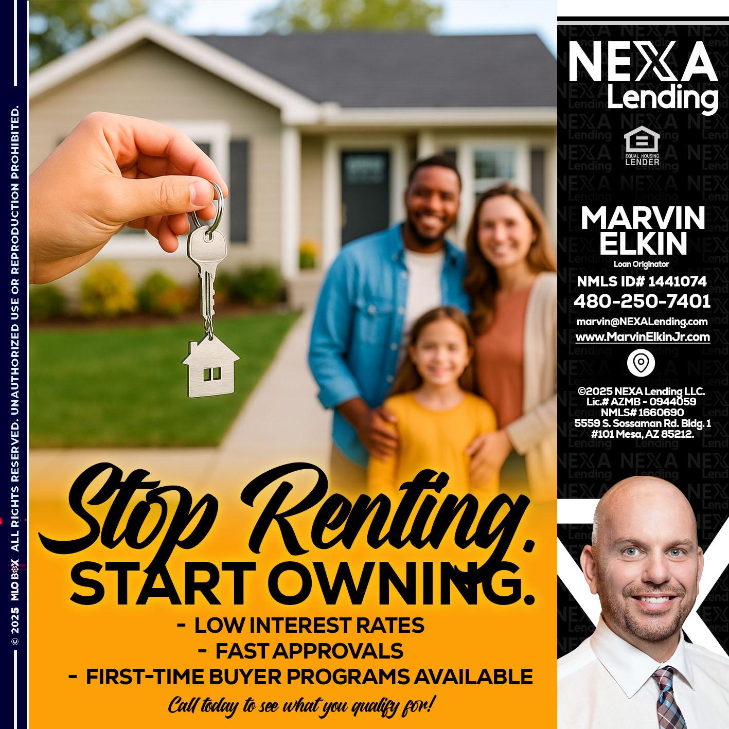 STOP RENTING - Marvin Elkin -Loan Originator
