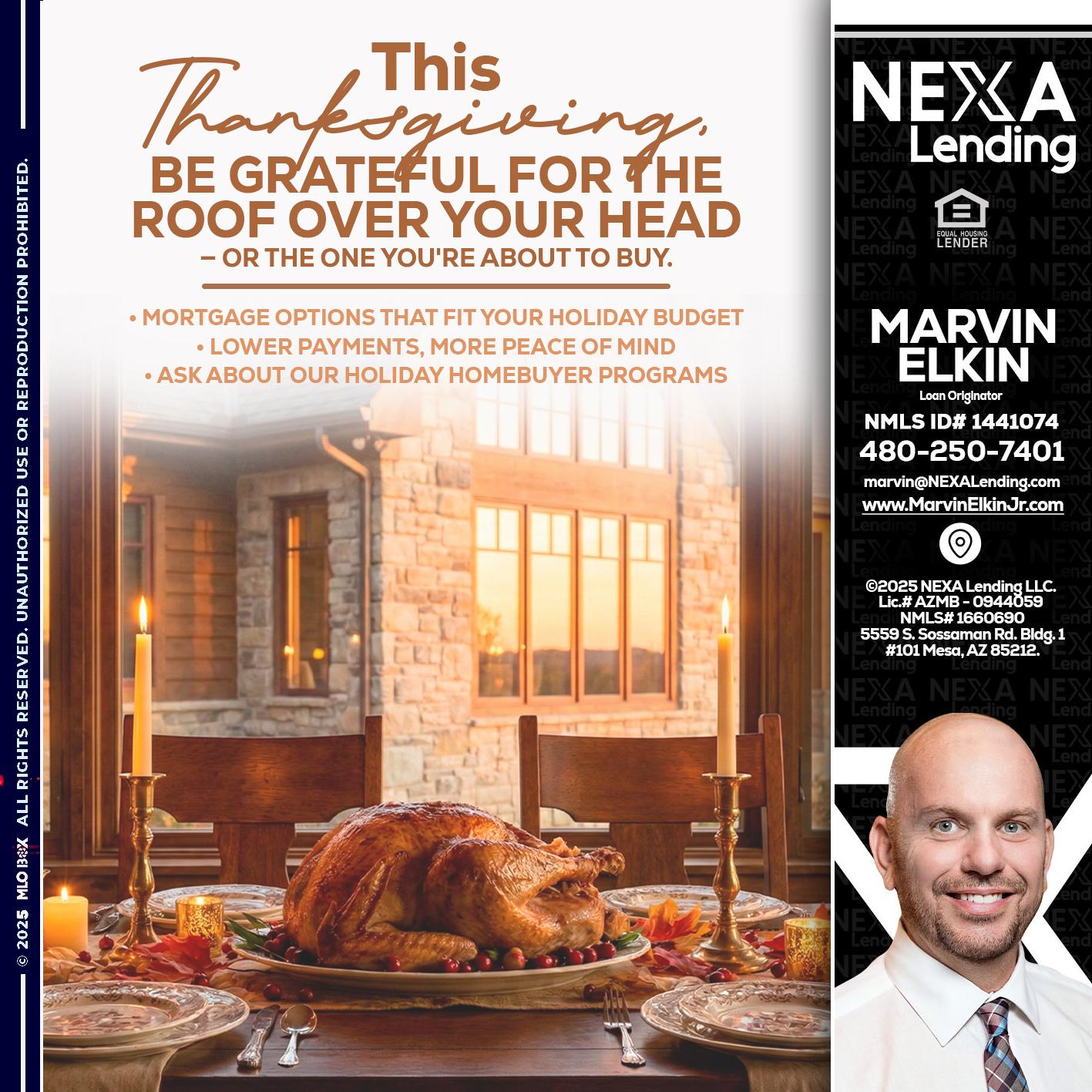 THIS THANKSGIVING - Marvin Elkin -Loan Originator