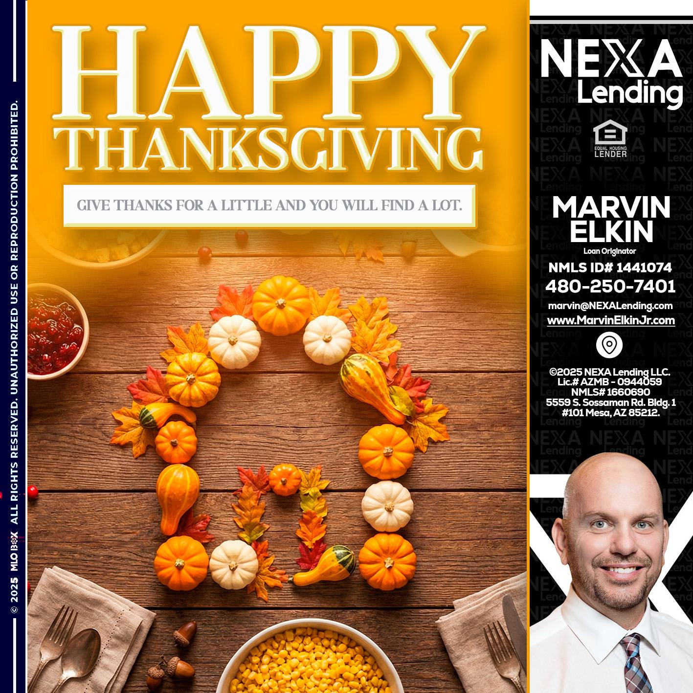 HAPPY THANKSGIVING - Marvin Elkin -Loan Originator