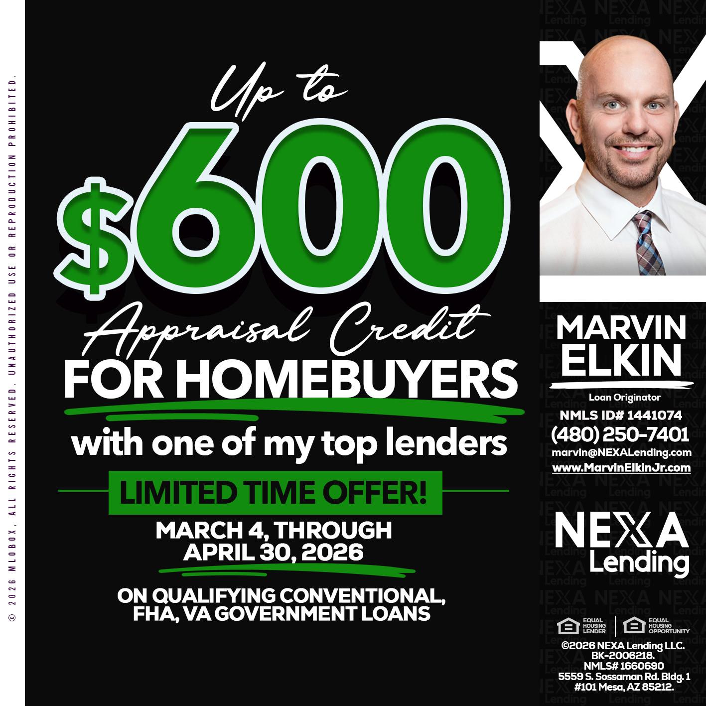 up to $600 - Marvin Elkin -Loan Originator
