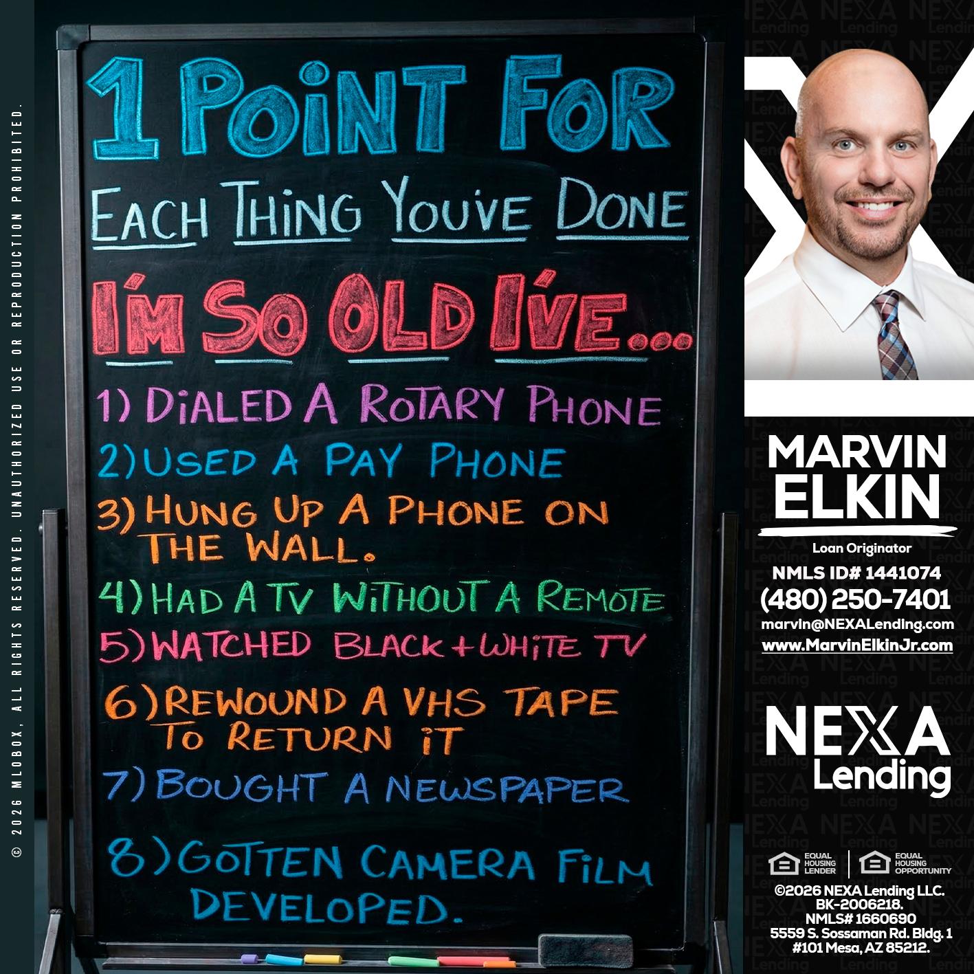 1 point for - Marvin Elkin -Loan Originator