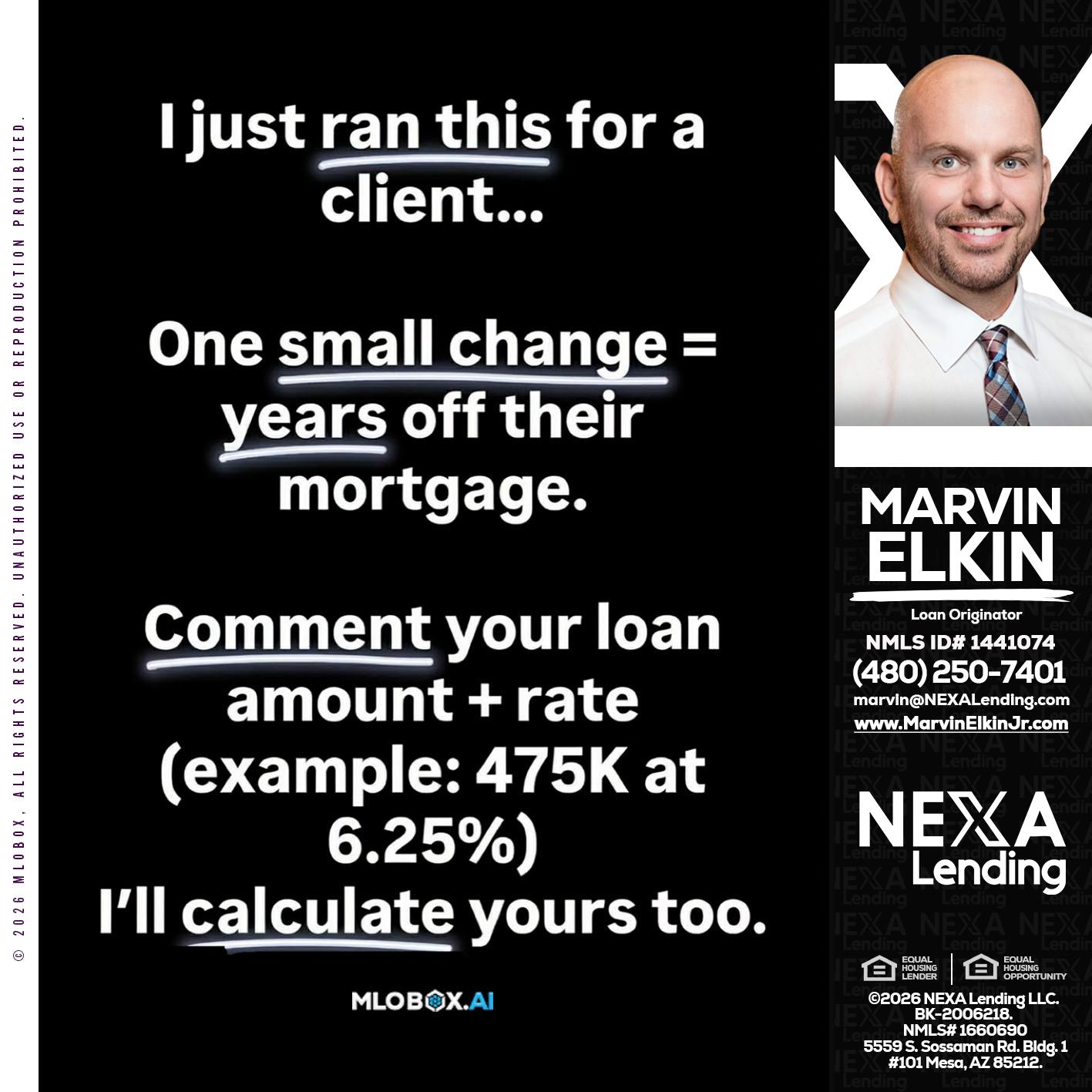 I JUST RAN - Marvin Elkin -Loan Originator