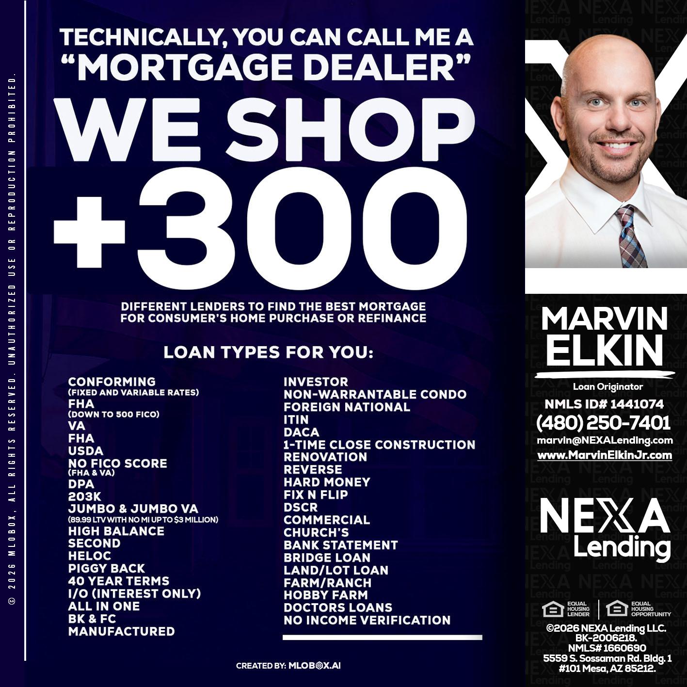 300+ LENDERS - Marvin Elkin -Loan Originator