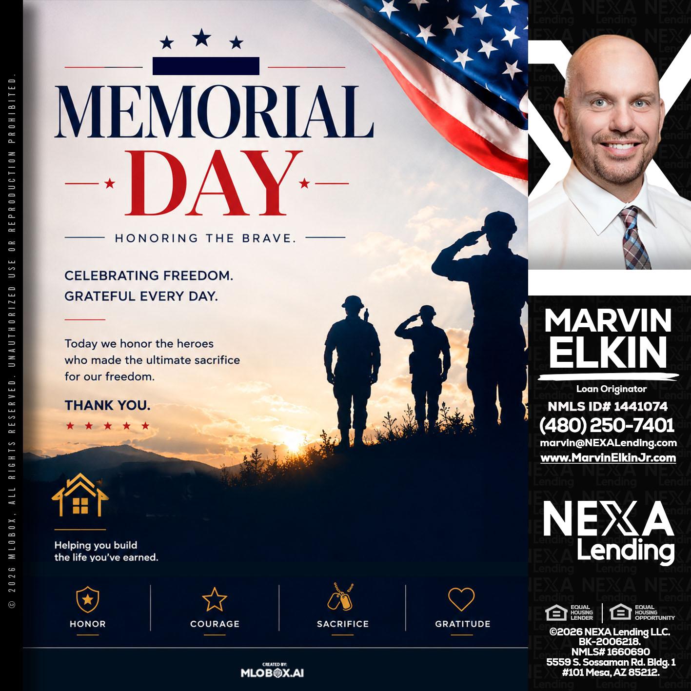 MEMORIAL DAY - Marvin Elkin -Loan Originator