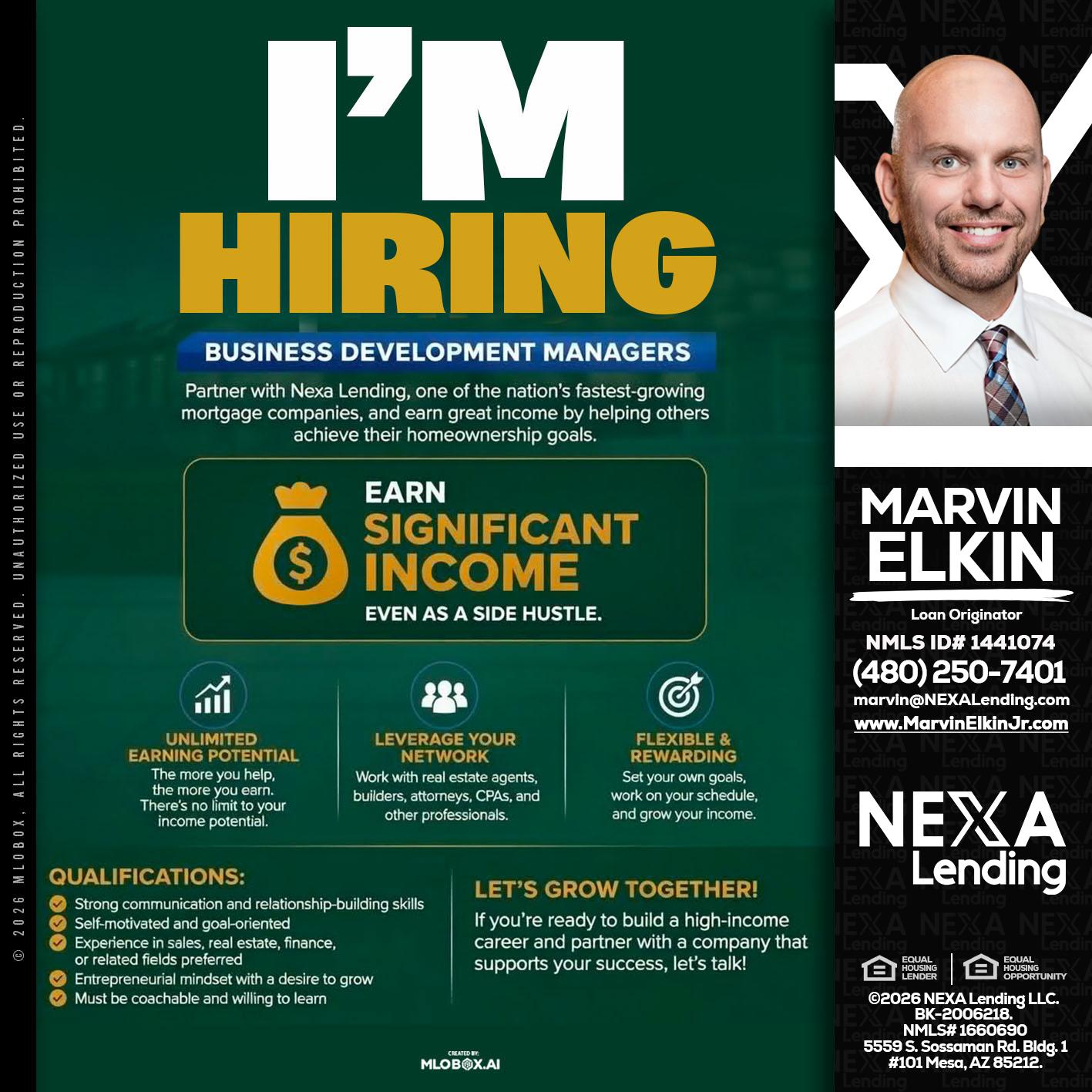 IM HIRING - Marvin Elkin -Loan Originator