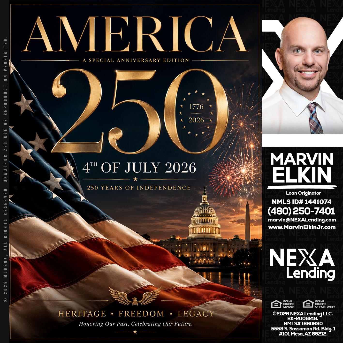 AMERICA 250 TH - Marvin Elkin -Loan Originator