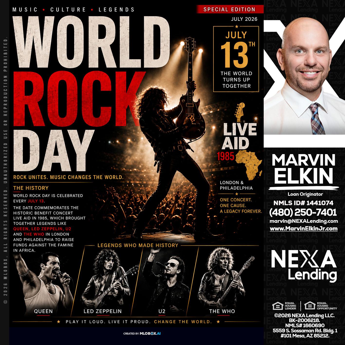 WORLD ROCK MUSIC DAY - Marvin Elkin -Loan Originator