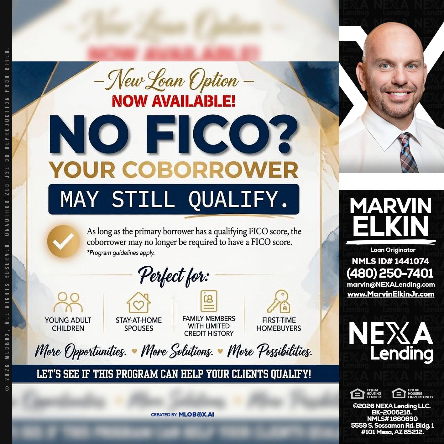 NO FICO? - Marvin Elkin -Loan Originator
